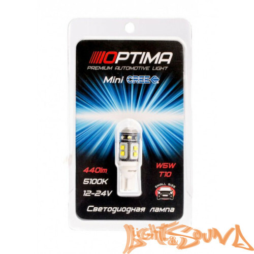 Optima Premium MINI-50W W5W (T10), CREE_ XBD*6, 5500K, 12V (W2.1X9.5D), 1шт