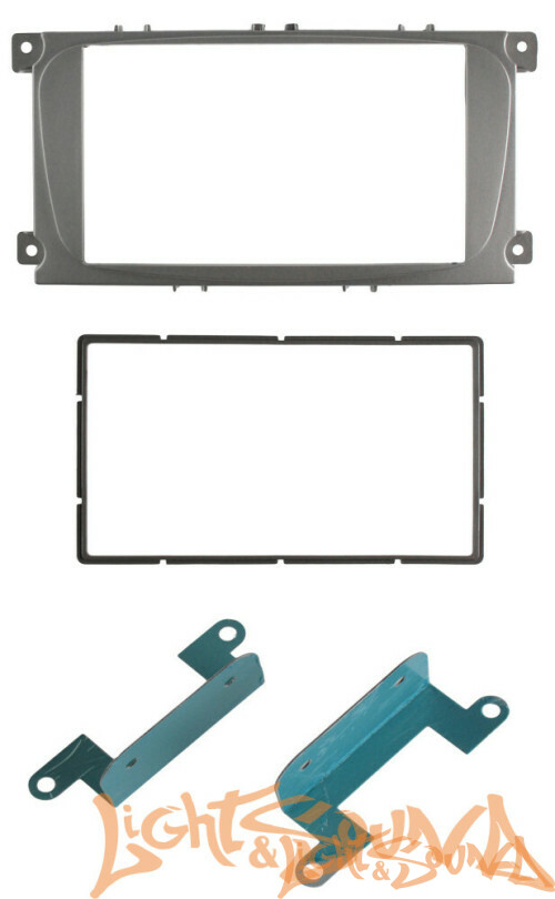 Переходная рамка для Ford Focus 2 (Sony), S-Max 07+, Mondeo 07+, серебр. 2 din с металл креплениями