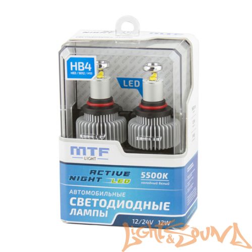 Светодиод головного света MTF LED, Active Night, 1600lm, 12W, 5500K, HB4/HB3/H10/HIR2 (2шт)