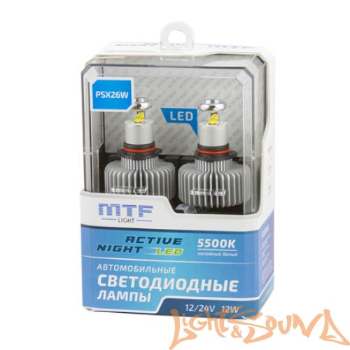 Светодиод головного света MTF LED, Active Night, 1600lm, 12W, 5500K, PSX26W (2шт)