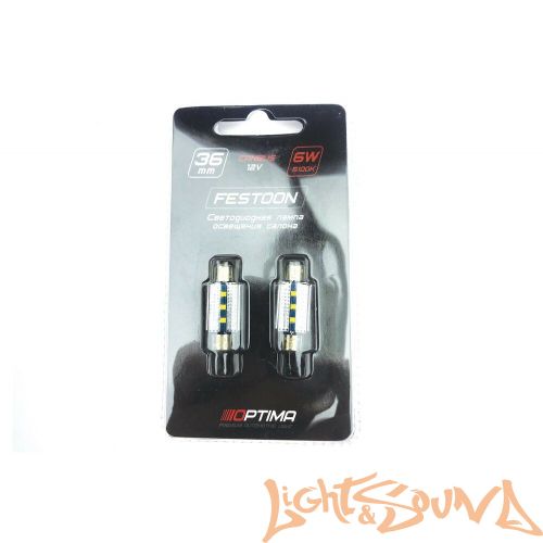Лампа светодиодная Optima Festoon 36mm Premium PHILIPS, CAN,white,12v, T10*36mm (sv 8,5-8) 1шт