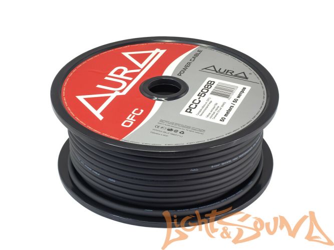Aura PCC-508B  Кабель силовой, OFC, 8GA/8мм2 черный, 50м в катушке