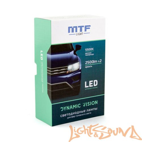 Светодиод головного света MTF Light, Dynamic Blue Led, 700lm, 8V, 5500K, H8/H11/H16 (2шт)