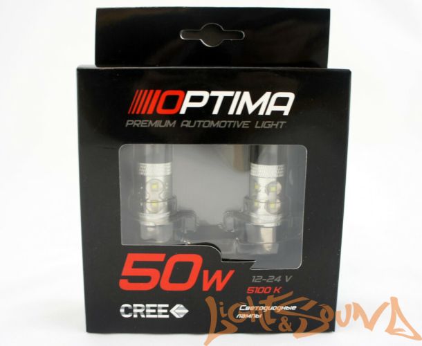 Optima Premium P21/4W CREE*10 LED*5W, 5100K, 50W, 12V (Ba15D), 1шт