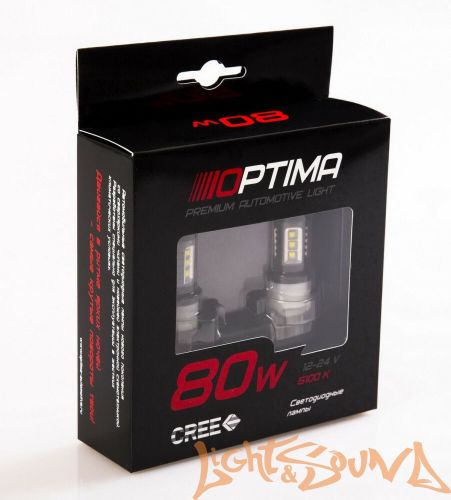Optima Premium W21W 7440 CREE*10, 5100K, 80W, 12V (W3X16b), 1шт