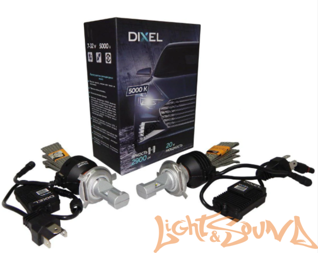 Светодиод головного света DIXEL G6 H4 Hi/Lo - 5000K. 9-24V Светодиодный поток 2400-3200Lm (2 шт)