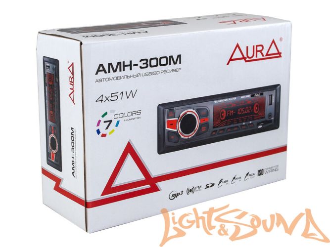 Aura AMH-300M USB-ресивер, 4x51w, USB/SD/FM/AUX, 2 RCA, iD3-TAG, мультицвет (7 цветов)
