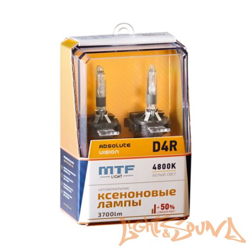 Ксеноновая лампа MTF Light D4R, ABSOLUTE VISION +50%, 3800lm, 4800K, 35W, 42V, 1шт