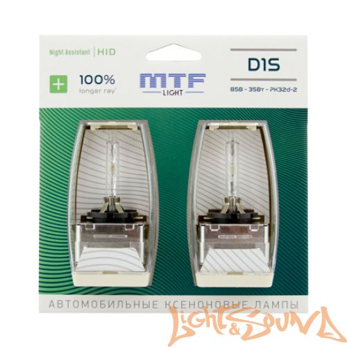 Ксеноновая лампа MTF Light D1S, NIGHT ASSISTANT +100% LONGER RAY, 35W, 85V, 1шт