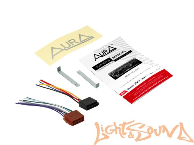 Aura AMH-304BT USB-ресивер, 12-24V 4x51w, USB SD/FM/AUX/BT, 2 RCA, VA дисплей, белая подсветка