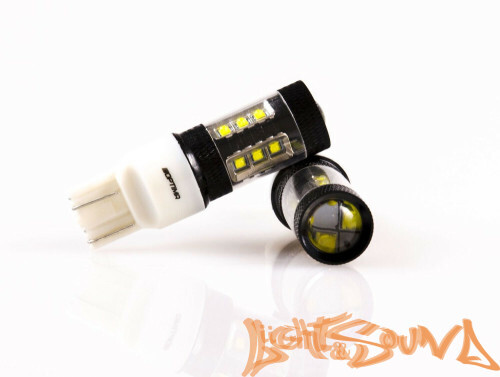 Optima Premium W21/5W 7443 CREE*10, 5100K, 80W, 12V (W3X16g), 1шт