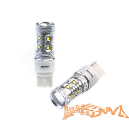 Optima Premium W21W 7440 CREE*10, 5100K, 50W, 12V (W3X16d), 1шт