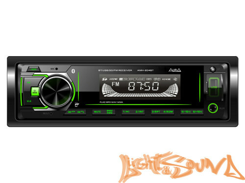 Aura AMH-204BT USB-ресивер, 12-24в 4x36w, USB/SD/FM/AUX, 1 RCA, зелёная подсветка