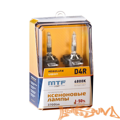 Ксеноновая лампа MTF Light D4R, ABSOLUTE VISION +50%, 3800lm, 4800K, 35W, 42V, 1шт