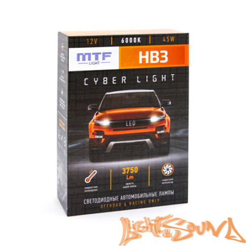 Светодиод головного света MTF Light, Cyber Light, 3750lm, 12V, 45W, 6000K, HB3(9005) (2шт)