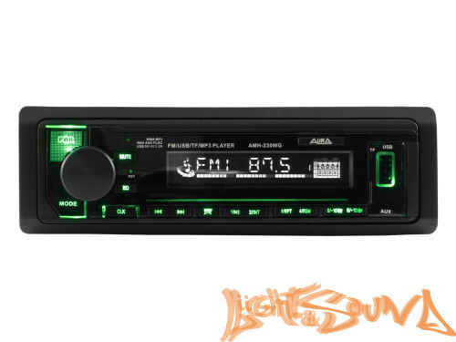 Aura AMH-230WG USB-ресивер, 4x51w, USB/SD/FM/AUX, 2 RCA, iD3-TAG, зелёная подсветка, съёмная рамка