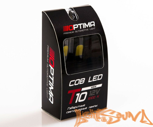 Optima Premium W5W T10 COB, 5100K, 12V (W2.1X9.5D), 2шт