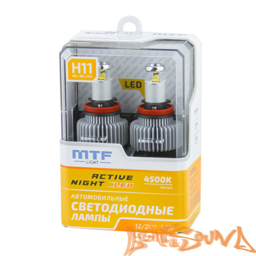 Светодиод головного света MTF LED, Active Night, 1600lm, 12W, 4500K, H11/H8/H9/H16 (2шт)