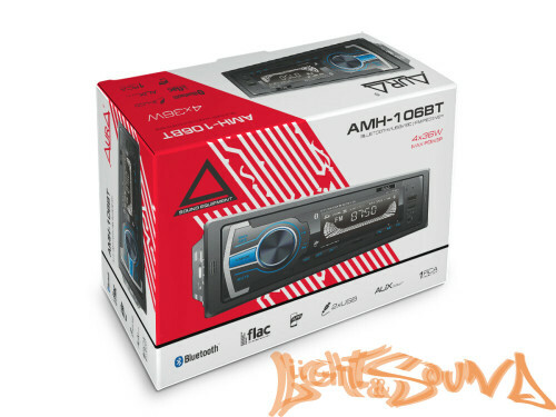 Aura AMH-106BT USB-ресивер, 4x36w, 2xUSB SD/FM/AUX/BT, LED дисплей, синяя подсветка