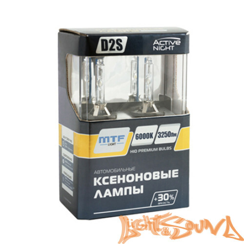 Ксеноновая лампа MTF light  Active Night +30%, D2S, 3250 lm, 6000k, 35w, 85v, 1шт