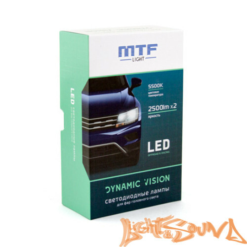 Светодиод головного света MTF Light, Dynamic Blue Led, 700lm, 8V, 5500K, H8/H11/H16 (2шт)