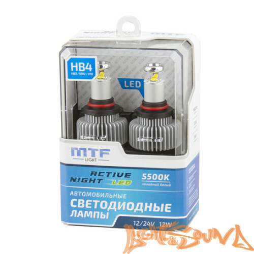 Светодиод головного света MTF LED, Active Night, 1600lm, 12W, 5500K, HB4/HB3/H10/HIR2 (2шт)